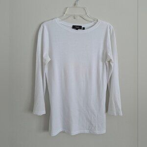 THEORY | Lareno cotton long-sleeve crewneck tee Shirt White Sz P XS
